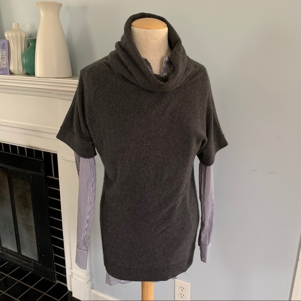 DemyLee Cashmere cowl neck sweater gray RARE! Pullover style short sleeve /vest - Picture 2 of 8